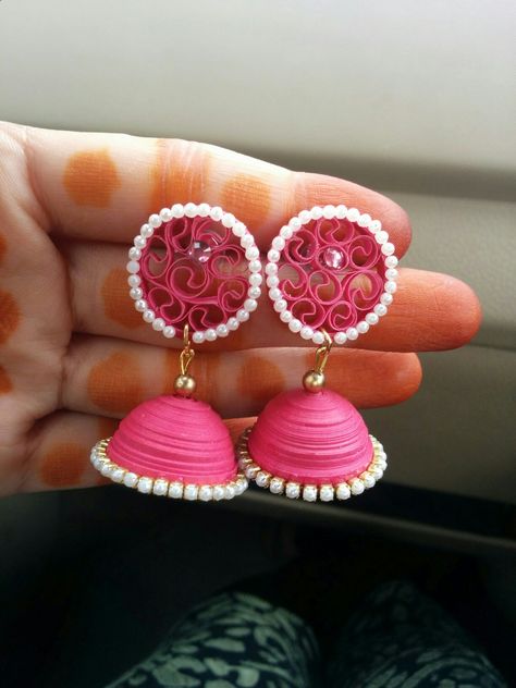 Paper Quilling Jhumka, Quelling Jewellery, Quilling Earrings Jhumkas, Quilled Jhumkas, Quilling Jhumkas, Silk Thread Earrings Designs, Quilling Jewellery, Necklaces Bead, Quilling Flower Designs