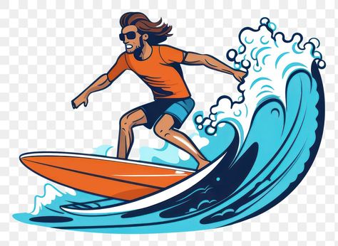 Surfer Cartoon, Surfboard Aesthetic, Surfing Cartoon, Surfing Illustration, Wave Outline, Aesthetic Pngs, Motion Art, Automotive Logo Design, Automotive Logo