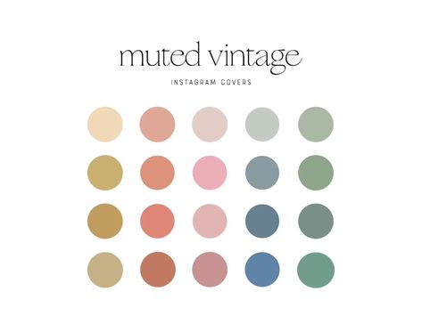 Muted Vintage Tones Instagram Highlight Covers Colorful | Etsy Highlight Covers Colorful, Story Topics, Vintage Color Palette, Colorful Instagram, Vintage Colour Palette, Instagram Covers, Muted Rainbow, Vintage Instagram, Hex Color