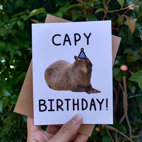 Capybara Birthday Card | Capy Birthday, Capybara Lover Card Birthday Capybara, Capybara Birthday, Bday Cards, Birthday Cards Diy, Diy Birthday Gifts, Diy Birthday, Birthday Gift Ideas, Cute Crafts, Cute Little Animals