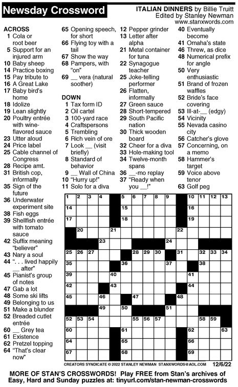 Free daily crossword puzzles from newsday Crossword Puzzles For Adults Free Printable, Printable Crossword Puzzles For Adults, Large Print Crossword Puzzles Printable, Crossword Puzzles For 3rd Grade, Free Printable Crossword Puzzles, Esl Crossword Puzzles, Printable Crossword Puzzles, Crossword Puzzles, Junk Journals