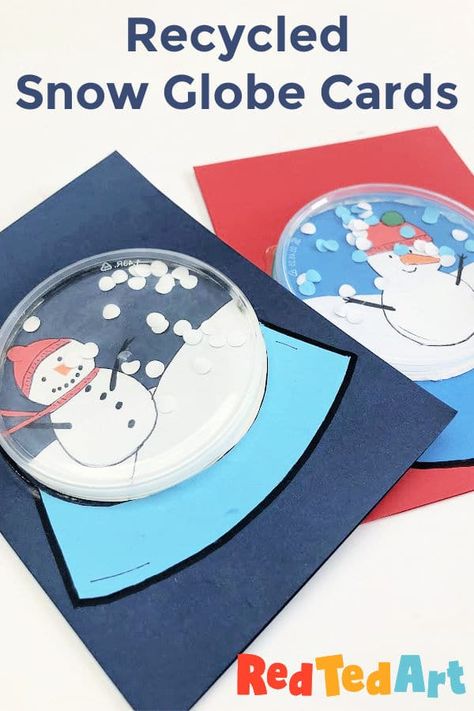 Snow Globe Christmas Cards For Kids, Globe Crafts For Kids, Snow Globe Crafts For Kids, Snow Globe Cards, Snow Globe Card, Diy Puffy Paint, Easy Winter Crafts, Pop Up Christmas Cards, Card Making Ideas Easy