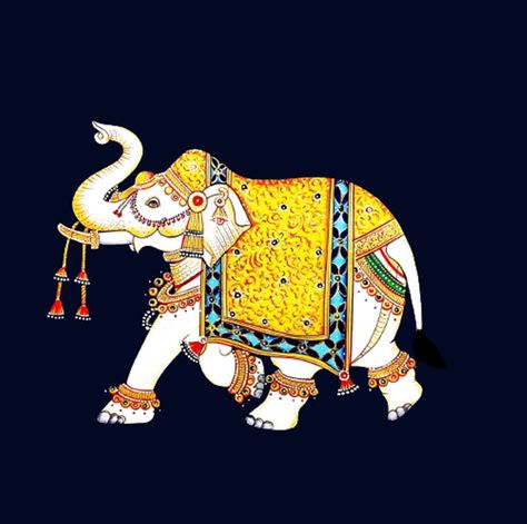 Pichwai Elephant, Indian Elephant Illustration, Painting Of Elephant, Pichwai Painting, Tanjore Paintings, Elephant Images, Painting For Home Decor, Elephant Illustration, Lippan Art