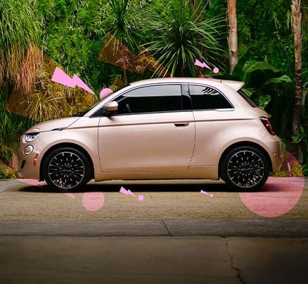 The New FIAT® 500e: Electric Subcompact SUV | FIAT® USA Fiat Logo, Subcompact Suv, Fiat 500e, New Fiat, Stylish Interior, Turquoise Background, City Car, Electric Vehicle, Fiat 500