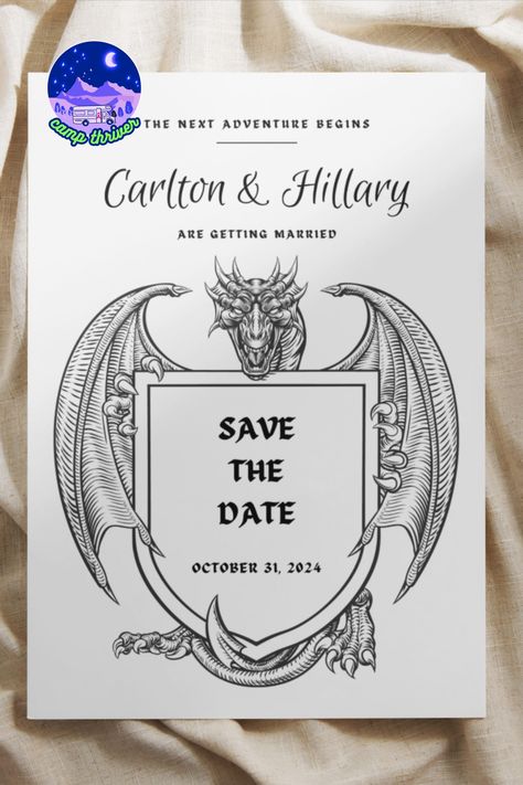 A new adventure awaits with this editable Canva template. Comes with a wedding invite, save the date, and details card with an editable QR code. Can be downloaded to print, text, or email! Gamer Wedding, Nerdy Wedding, New Adventure, Wedding Invite, Adventure Awaits, Canva Template, Qr Code, Dungeons And Dragons, Save The Date