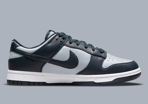 Nike Dunk Low Georgetown DD1391-003 Release | SneakerNews.com George Town Dunks, Sand Drift Dunk, Nike Dunk Colorways, Nike Dunk Low Distrupt 2, Nike Dunk Undefeated, Low Top Nikes, Nike Snkrs, Nike Fashion, Liner Socks