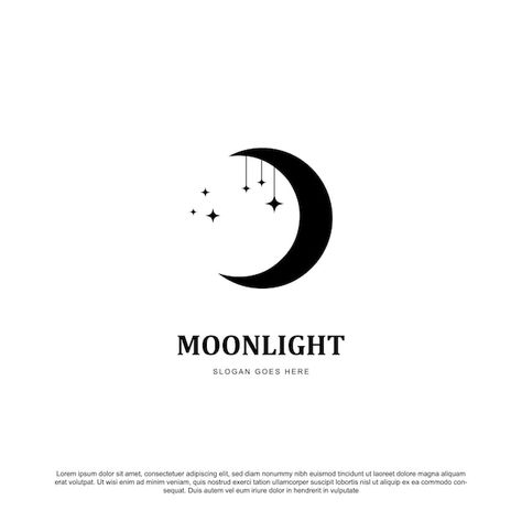 Moonlight Logo Design, Moonlight Logo, Light Logo Design, Bar Branding, Magic Store, Light Logo, Moon Logo, Moon Light, Beauty Logo