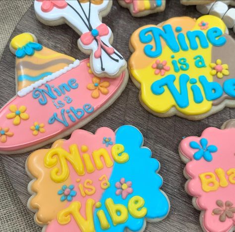 Celebrating her 9th birthday in style, nine is a vibe ✌🏻☮️ 9th Birthday Girl Ideas, Dream Cookies, Girls 9th Birthday, Svg Ideas, Birthday Themes, Girl Birthday Party, 9th Birthday, Birthday Theme, Birthday Ideas