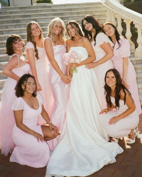 More of Elle & Jake’s perfect day🫶🏼 All White Bridesmaids Dresses, Beach Wedding Bridesmaid Dresses Pink, Pink Bridesmaid And Groomsmen, Pearl Pink Bridesmaid Dresses, Bridesmaid Dresses Pink Blush, Light Pink Bridesmaid Dresses Mismatched, Pink Bridesmaid Dresses With Groomsmen, Champagne Pink Bridesmaid Dresses, 2025 Wedding Ideas