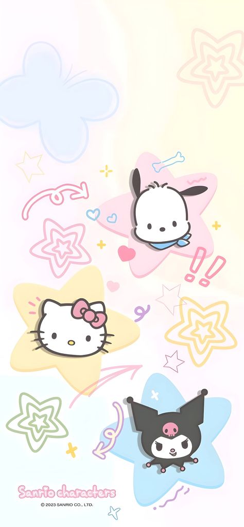 Sanrio Pink Wallpaper, Sanrio Lockscreen, Sanrio Wallpaper Iphone, Sanrio Logo, Walpaper Hello Kitty, Kawaii Background, Cute Laptop Wallpaper, Hello Kitty Characters, Wallpaper Doodle