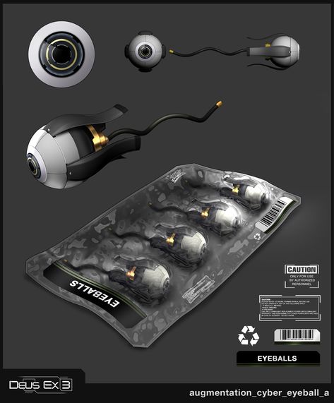 Deus Ex Human Revolution, Deus Ex Human, Future Technology Concept, Props Design, Revolution Art, Gaming Industry, Cyberpunk Rpg, Sci Fi Tech, Eye Ball