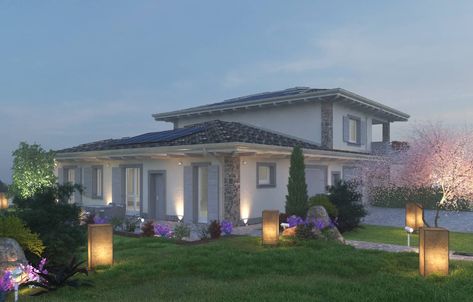 rendering interni ed esterni: Case in stile in stile Classico di Avogadri simone archi3d Architecture Classic, Bamboo Construction, Bungalow Design, Modern Farmhouse Plans, Farmhouse Plans, Design Case, House Designs Exterior, Interior Design Ideas, Modern Farmhouse