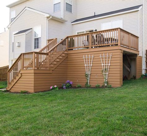 Landscaping House, Weekend Home Projects, Under Deck Storage, Deck Skirting, Under Deck, Outdoor Improvements, Raised Deck, Deck Storage, Patio Deck Designs