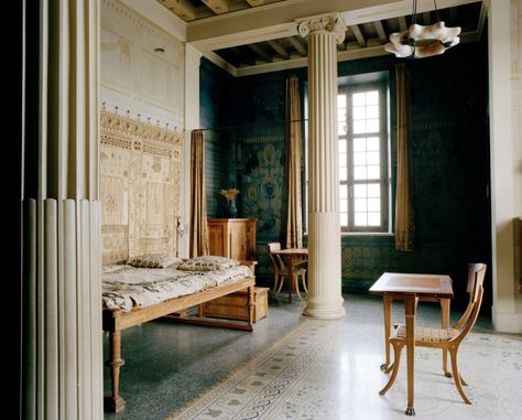 A Classically Inspired House, Complete with Tragedy - The New York Times Greek Bedroom, Greek Interior Design, Villa Kerylos, Greek Villas, Greek House, French Riviera, Grace Kelly, Wood Cabinets, Ancient Greece