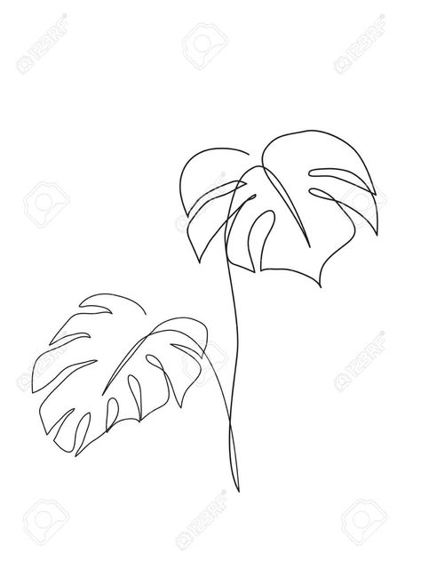 Monstera Leaf Line Art, One Line Drawing Leaf, Monstera Leaf Outline, Monstera Outline, Monstera Leaf Tattoo, Minimalism Drawing, Diy Embroidery Flowers, Leaf Line Art, Embroidered Canvas Art