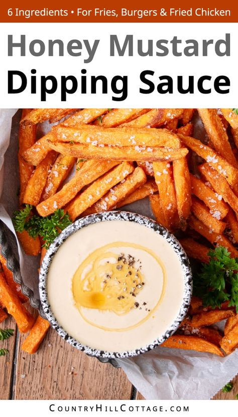 Sweet Potato Fry Sauce, Sweet Potato Fry Dip, Sweet Potato Fries Dipping Sauce, Easy Dipping Sauce, Dipping Sauces For Chicken, Honey Mustard Dipping Sauce, Crispy Chicken Tenders, Crispy Sweet Potato, Honey Sauce