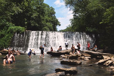 Georgia Natural Wonder #144 - Vickery Creek – Roswell Mill (Part 1). 2,791 Spillway Waterfall, Chattahoochee River, Creek Bed, Surfing Waves, Interesting History, Covered Bridges, Natural Wonders, Monument, Georgia