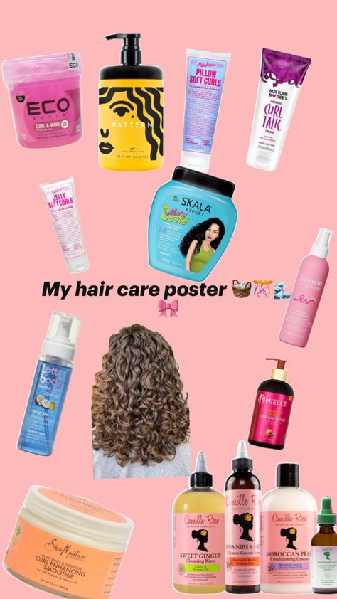 Everything to use for curly hair Curly Hair Advice, Healthy Curly Hair, Hair Down Styles, Natural Hair Care Routine, Healthy Hair Routine, Curly Hair Care Routine, Highlights Curly Hair, Mixed Curly Hair, Cute Quick Hairstyles