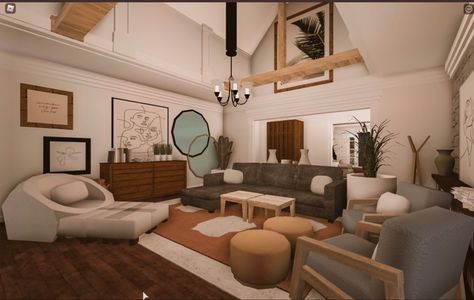 Cozy Living Rooms Bloxburg, Bloxburg Family Room, Tiny House Bedroom, Modern Family House, House Plans With Pictures, House Decorating Ideas Apartments, Diy House Plans, Tiny House Layout, Simple House Plans