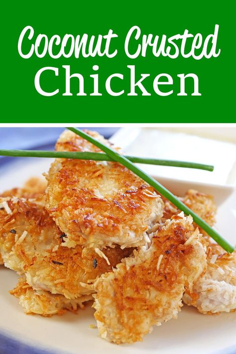 Dive into the tropical flavors with this Paleo-friendly coconut crusted chicken recipe! Perfectly golden brown and deliciously crunchy, these strips of chicken boast a coconut crust and a succulent interior. Coconut Breaded Chicken, Coconut Fried Chicken, Coconut Aminos Recipes, Crispy Coconut Chicken, Coconut Chicken Recipe, Coconut Crusted Chicken, Coca Cola Chicken, Panko Crusted Chicken, Coconut Crust