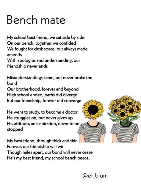 Poem about benchmate at school...a best friend Bench Mates Quotes, Emotional Farewell Letter To Best Friend, Goodbye Letter To Friend College, Letter To Best Friend On Last Day Of School, Sweet Words For Best Friend, Caption For School Friends, Classmates Quotes Schools, Short Birthday Notes For Best Friend, Farewell Message For Best Friend