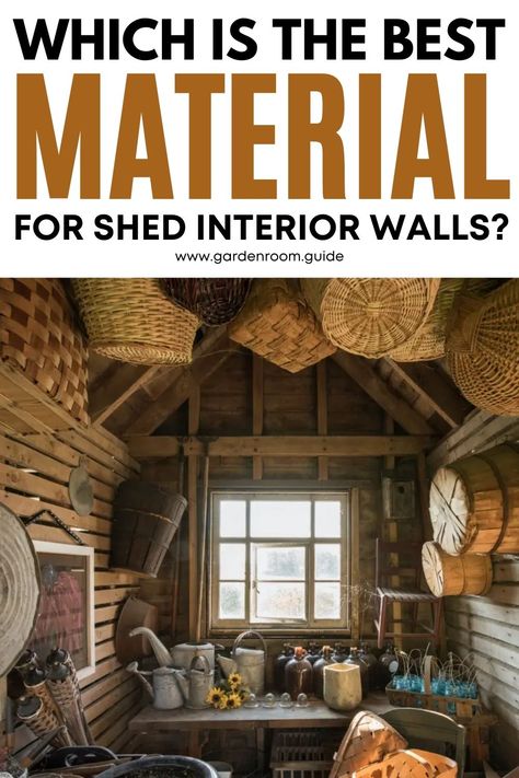 The interior of a shed can look just as good as the exterior when the right materials are used for lining the walls. If you’re going to spend a lot of time inside, making it warm and comfortable is a smart idea. Shed Wall Covering Ideas, Interior Shed Wall Ideas, Shed Interior Walls, Shed Wall Ideas, Inside She Shed Ideas, Shed Ideas Inside, Shed Interior Ideas, She Shed Ideas Interior, She Shed Interior