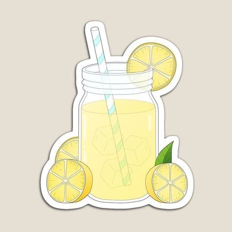 Yellow Stickers Aesthetic Printable, Lemonade Drawing, Lemonade Mason Jar, Lemonade Aesthetic, Lemon Sticker, Yellow Stickers, Sticker Food, Stickers Food, Sticker Design Inspiration