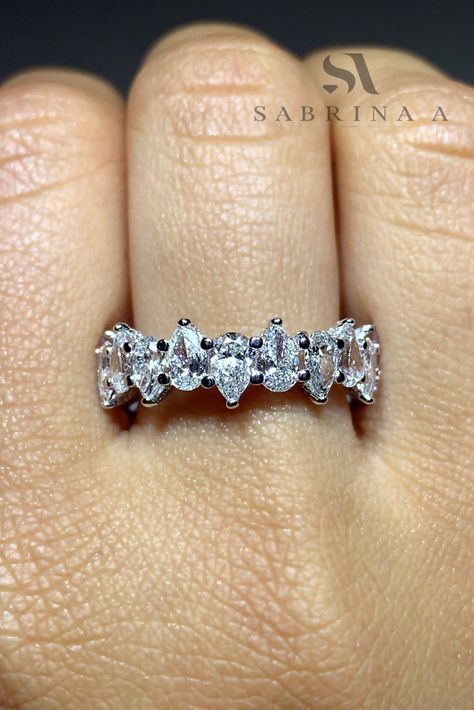 Eternity Rings Stackable, Diamond Ring Unique, Eternity Ring Gold, Diamond Necklace Designs, Pear Ring, Pear Shaped Engagement Rings, Eternity Rings, Diamond Eternity Band, Etsy Wedding Rings