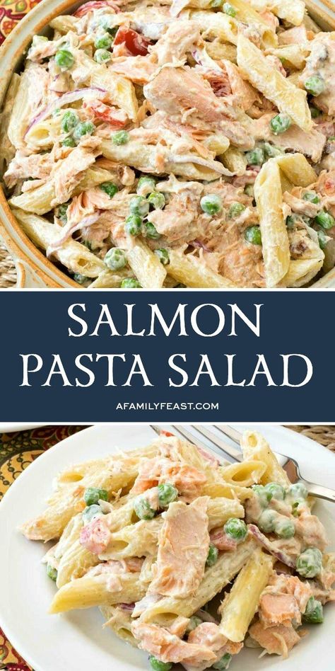 Salmon Pasta Salad Recipes, Salmon Pasta Salad, Pasta Salad Salmon, Salmon Pasta Recipes, Canned Salmon Recipes, Salmon Salad Recipes, Cold Pasta Salad, Salmon Pasta, Salmon Salad