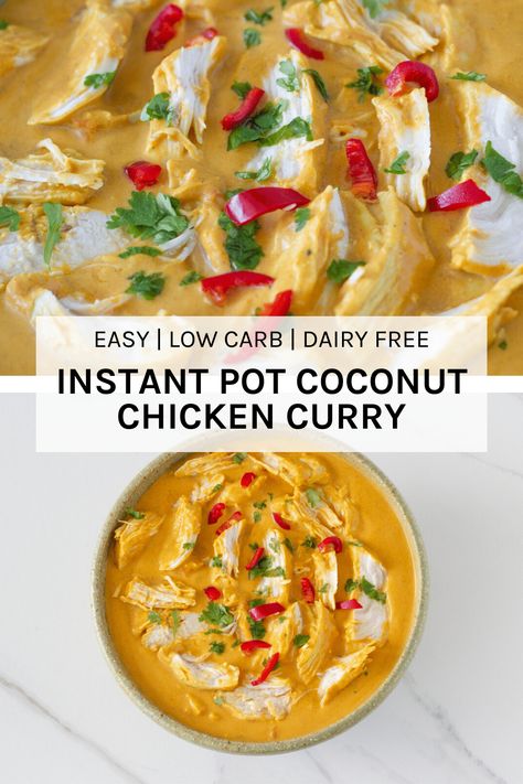 Instant Pot Coconut Chicken Curry - a simple yet delicious curry which is made in less than 30 minutes using your Instant Pot. Low Fodmap Instant Pot Recipes, Instant Pot Coconut Chicken, Fodmap Meals, Fod Map, Low Fodmap Recipes Dinner, Coconut Chicken Curry, Coconut Chicken, Coconut Curry Chicken, Inflammatory Diet