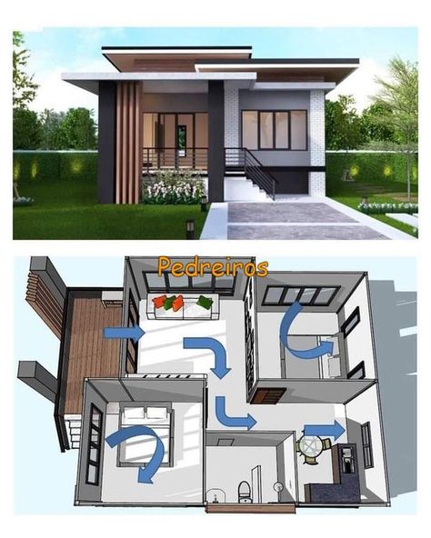 Small House Blueprints, Small Modern House Plans, Little House Plans, Small House Layout, Tiny House Loft, Tiny House Layout, Building A Tiny House, Tiny House Inspiration, Building House Plans Designs