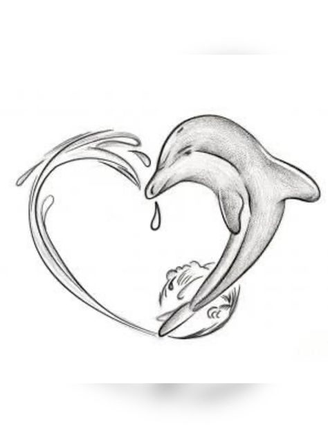 Drátěná Socha, Rabe Tattoo, Dolphin Drawing, Dolphin Tattoo, Dolphins Tattoo, Petit Tattoo, Dolphin Art, Geniale Tattoos, Heart Tattoo Designs