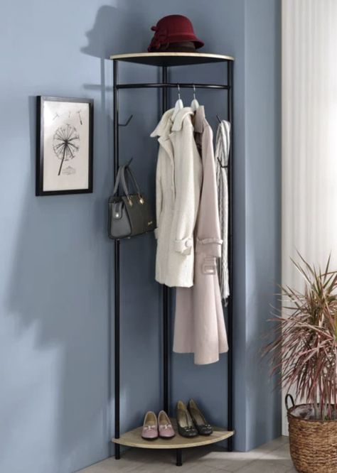 These Affordable Corner Organizers Are Great for Small Spaces | Kitchn Corner Hall Tree, Shoe Bench Entryway, Entryway Hall Tree, Corner Rack, Tree Coat Rack, Entryway Coat Rack, Coat Rack Shelf, Hall Stand, Oak Shelves