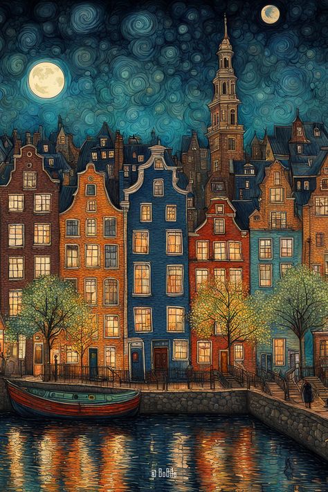 Vintage Spring Cityscapes: Nostalgic Views Nostalgic Illustration, London Painting, Firefly Art, Lemon Painting, Night Sky Painting, Night Illustration, Halloween Facts, Simpler Times, City Illustration