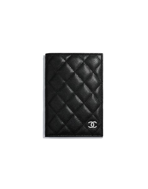 Classic passport holder, grained calfskin & silver-tone metal-black & burgundy - CHANEL Chanel Passport Holder, Chanel Clutch, Jewelry Chanel, Chanel Official, Chanel Official Website, Berets, Passport Cover, Chanel Boy, Suitcases