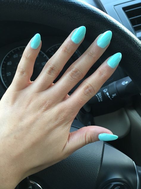 Love the short almond nails! Teal Nails Almond Shape, Almond Teal Nails, Acrylic Summer Nails Almond, Teal Acrylic Nails, Acrylic Nails Natural, Nails Short Almond, Preppy Nails, Acrylics Nails, Summer Nails Almond