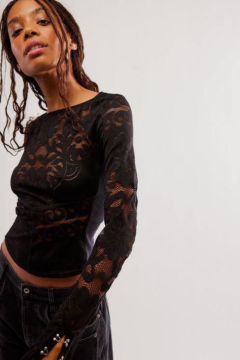 Black lace top outfit