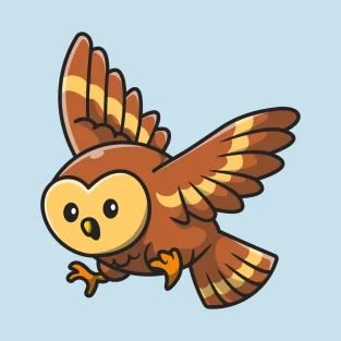 Cute Owl Flying Cartoon T-Shirt Flying Owl Illustration, Owl Flying, Flying Owl, Ceiling Art, Owl Cartoon, Owl Pet, Owls Drawing, Nature Kids, Cartoon T Shirts