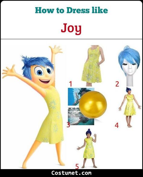 Inside Out Cosplay, Joy Costume, Film Theme, Inside Out Joy, Inside Out Costume, Joy Inside Out, Blue Wig, Holiday Costumes, Halloween 2022