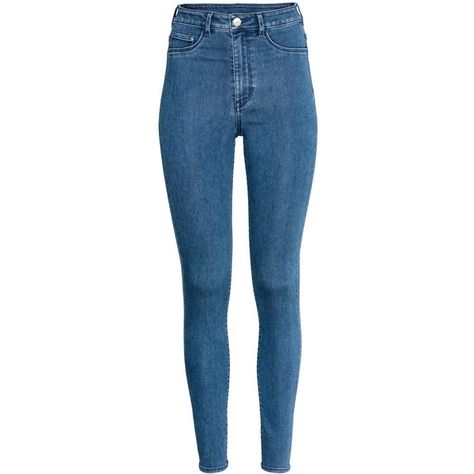 Super Skinny High Jeggings $19.99 ($20) ❤ liked on Polyvore featuring pants, jeans, bottoms, calÃ§a, pantalones, h&m pants, high rise pants, denim trousers, high-waisted jeggings and high waisted denim pants H&m Leggings, Blue Denim Pants, Denim Jeggings, Moda Jeans, Blue Leggings, Cute Lazy Outfits, Faux Leather Pants, High Waisted Trousers, High Waisted Denim