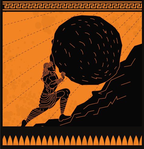 Sisyphus Art Greek Mythology, Greek Posters, Ancient Greece Mythology, Greek Artwork, Ancient Greece Art, Greek Heroes, Greek Mythology Tattoos, Greek Myth, Greek Pottery