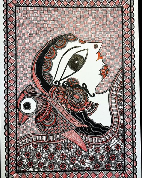 Madhubani Outline, Madhubani Designs, Madhubani Motifs, Madhubani Paintings Peacock, Mithila Painting, Madhubani Paintings, Embroidered Wall Art, Big Rangoli, Kalamkari Painting