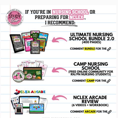 I’ve helped over 50K nursing students pass their exams and pass NCLEX by making learning nursing school topics fun and easy-to-understand using pop culture-themed study guides and reviews! 📚 How? By incorporating Associative learning, a study technique that allows your brain to link learned information with pre-existing memories which helps you retain the information faster and longer! 🧠 Let’s see if you can correctly guess the following Nurse Sam study kit themes: 1. What is the theme for... Pediatric Nursing Study, Nursing School Bundle, Lpn Student, Nursing Fundamentals, Dosage Calculations, Nclex Prep, Fundamentals Of Nursing, Nursing School Studying, Nursing School Notes