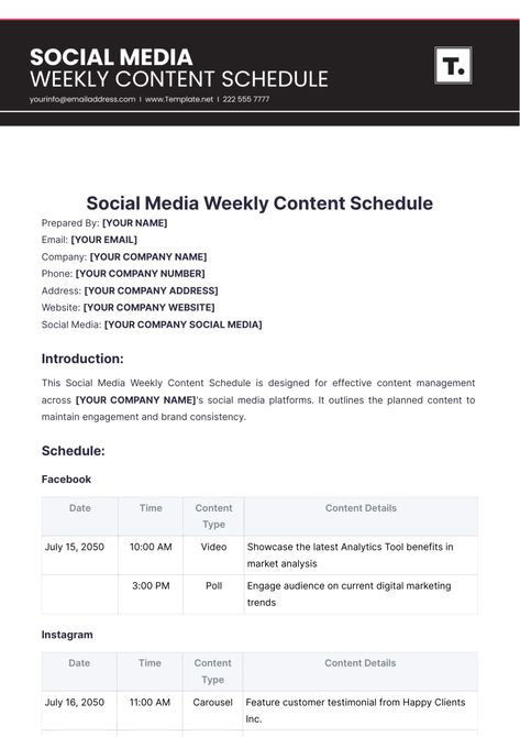 Search All Templates | Template.net Content Schedule Template, Campaign Plan, Social Media Content Calendar Template, Content Schedule, Content Calendar Template, Campaign Planning, Social Media Content Calendar, Brand Consistency, Social Media Schedule