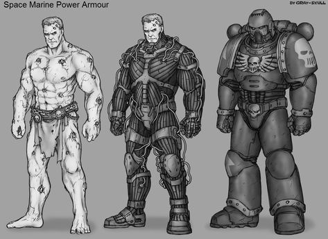 Warhammer 40000 Adeptus Astartes power armour (art by Gray Skull) Power Armour, Futuristic Armour, Adeptus Astartes, Sci-fi Armor, Warhammer 40k Art, Arte Robot, Space Wolves, Warhammer 30k, Warhammer Art