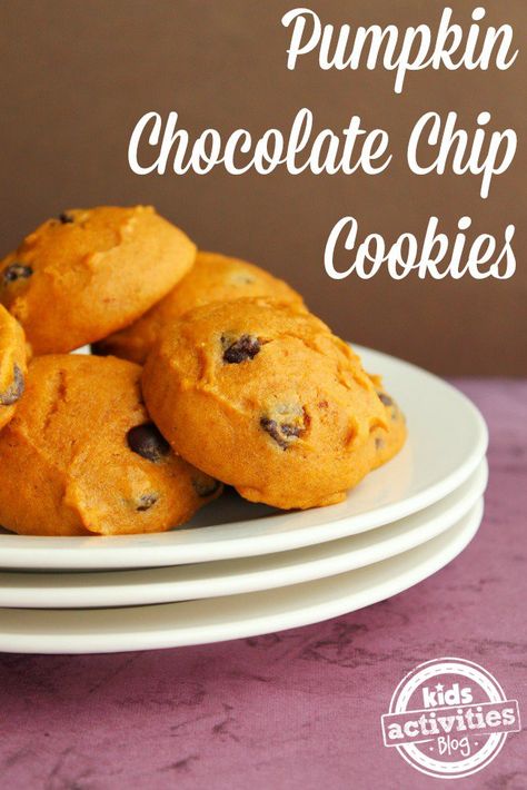 pumpkin chocolate chip cookies Easy Pumpkin Cookies, Chocolate Chip Pumpkin Cookies, Gluten Free Pumpkin Cookies, Dump Cake Pumpkin, Make Chocolate Chip Cookies, Healthy Chocolate Chip, Pumpkin Chocolate Chip, Pumpkin Chocolate Chip Cookies, Chocolate Chip Cookie Recipe