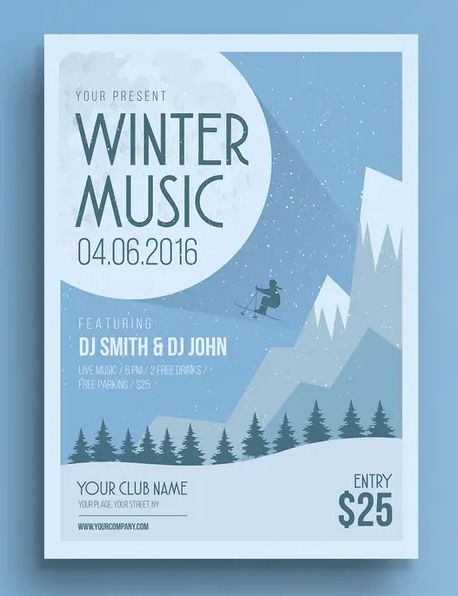 Winter Poster, Winter Music, Creative Flyer Design, Psd Flyer Templates, Presentation Cards, Psd Flyer, Flyer Design Inspiration, Winter Festival, School Posters