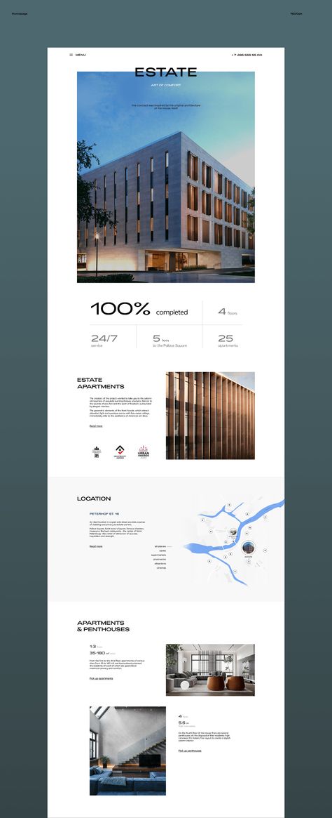 Webpage Design Layout, Real Estate Landing Pages, Real Estate Website Design, Real Estates Design, Ui Design Website, Homepage Design, Swiss Design, Webpage Design, Website Creation