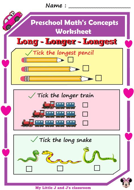 long longer longest worksheet-kindergarten kids Long A Worksheets 1st Grade, Longer And Shorter Kindergarten, Long And Short Worksheet, Long Longer Longest Worksheet, Long And Short Measurement Kindergarten, Preschool Programs, 2nd Grade Worksheets, Pre Kindergarten, Numeracy