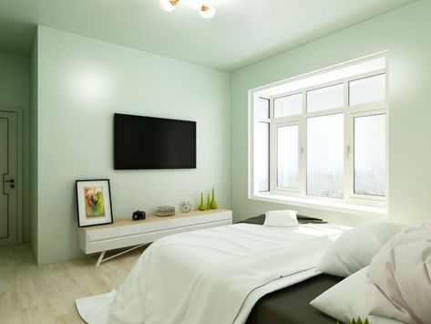 Light Paint Colours Bedrooms, Light Green Wall Bedroom Aesthetic, Light Green Bedroom Walls Paint Colors, Green Bedroom Paint, Light Green Bedrooms, Best Bedroom Paint Colors, Light Green Walls, Best Bedroom Colors, Wall Color Combination